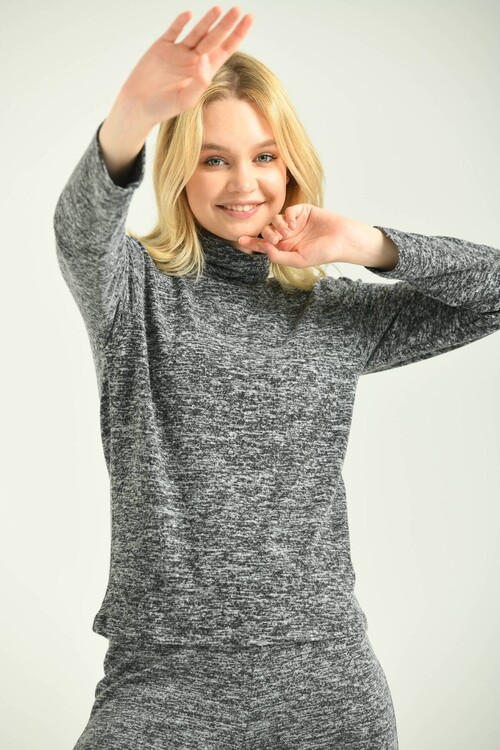Anthracite Turtleneck Knitted Blouse