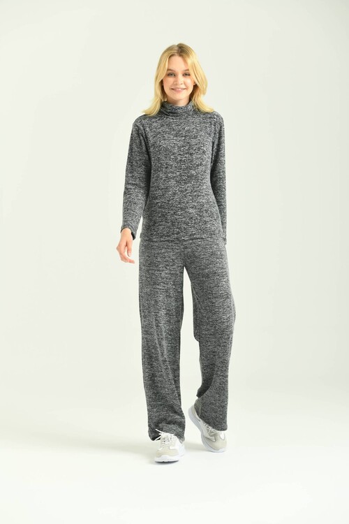 Anthracite Elastic Waist Plain Pasha Sweatpants