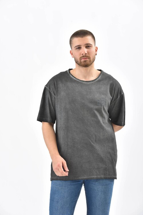 Anthracite Crew Neck Printed T-Shirt