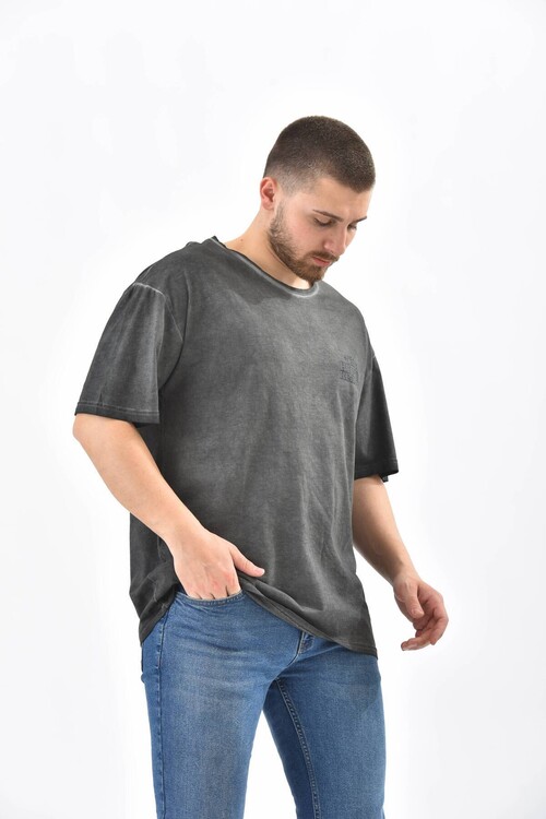 Anthracite Crew Neck Printed T-Shirt