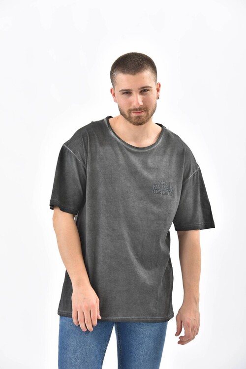Anthracite Crew Neck Printed T-Shirt