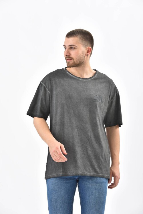 Anthracite Crew Neck Printed T-Shirt