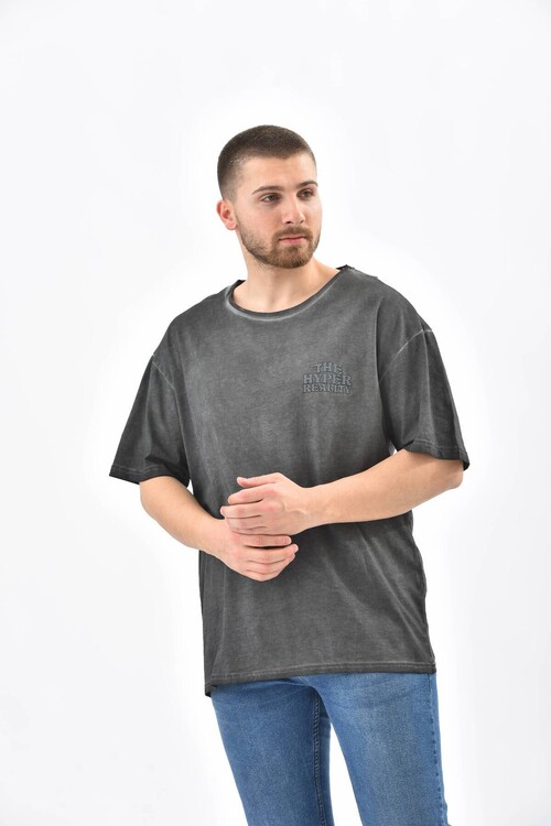 Anthracite Crew Neck Printed T-Shirt