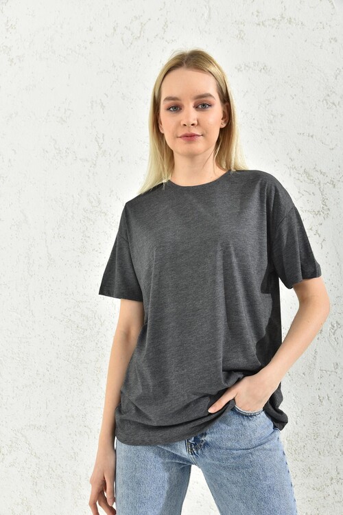 Anthracite Back Print Detailed T-Shirt