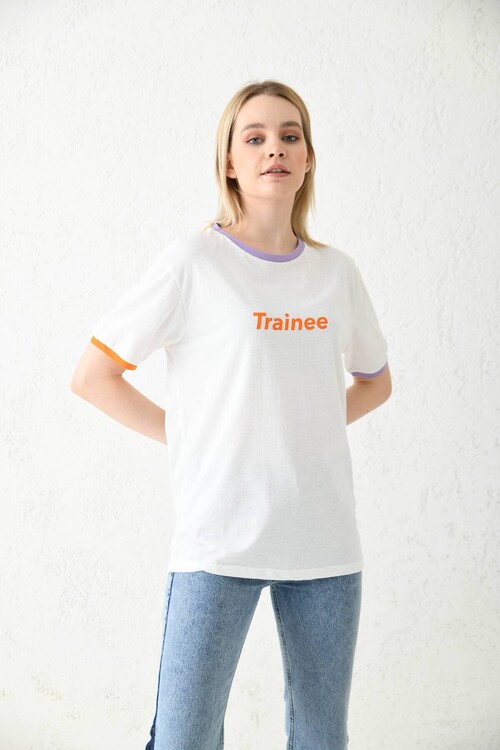 White Printed Regular Fit T-Shirt