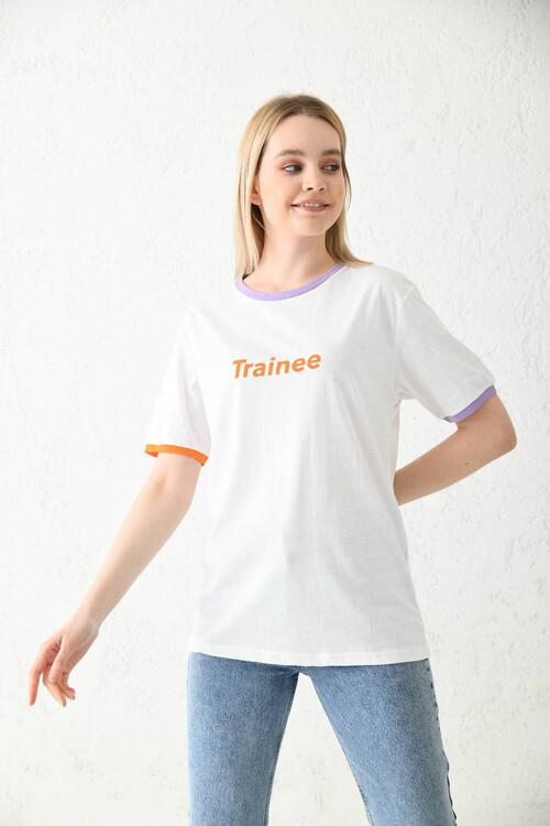 White Printed Regular Fit T-Shirt