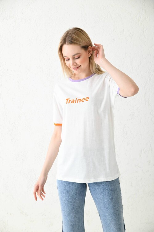 White Printed Regular Fit T-Shirt