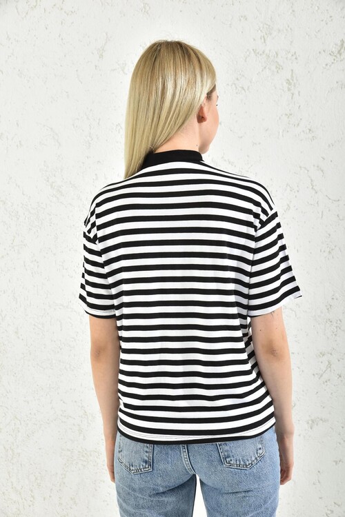 White Cactus Printed Striped T-Shirt