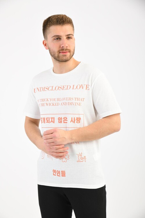 White Front Print Detailed T-Shirt