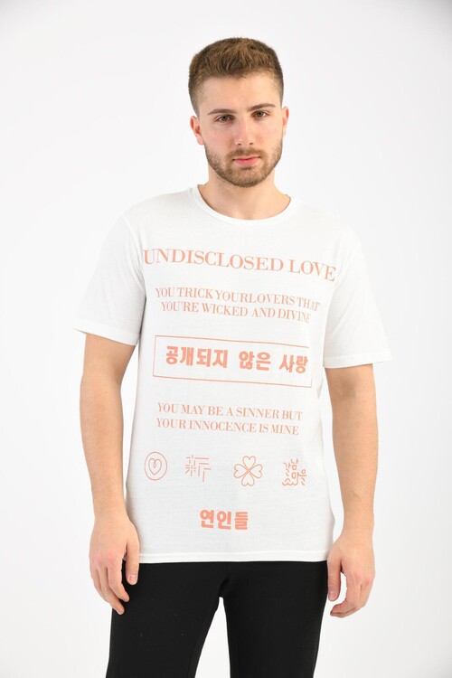 White Front Print Detailed T-Shirt