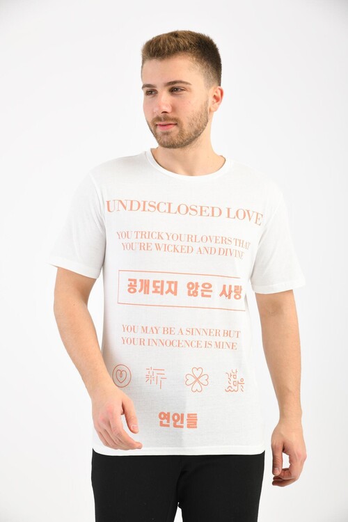 White Front Print Detailed T-Shirt