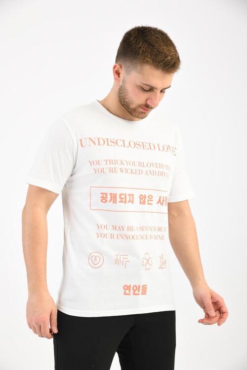 White Front Print Detailed T-Shirt