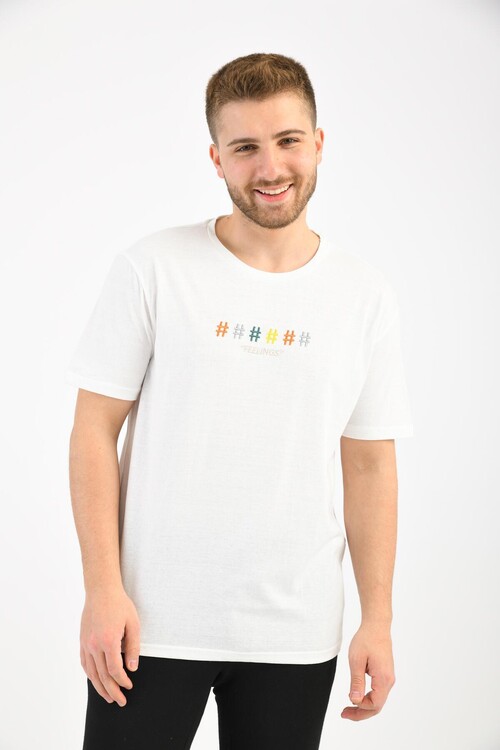 White Embroidered Crew Neck T-Shirt