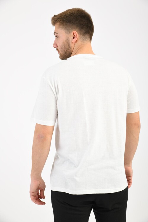 White Embroidered Crew Neck T-Shirt
