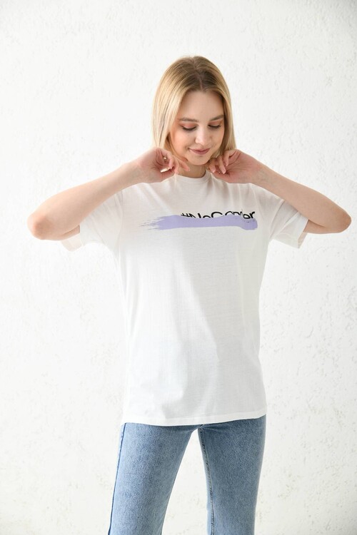 White Regular Fit Printed T-Shirt