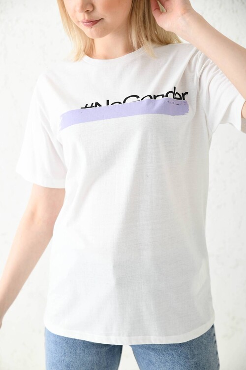 White Regular Fit Printed T-Shirt