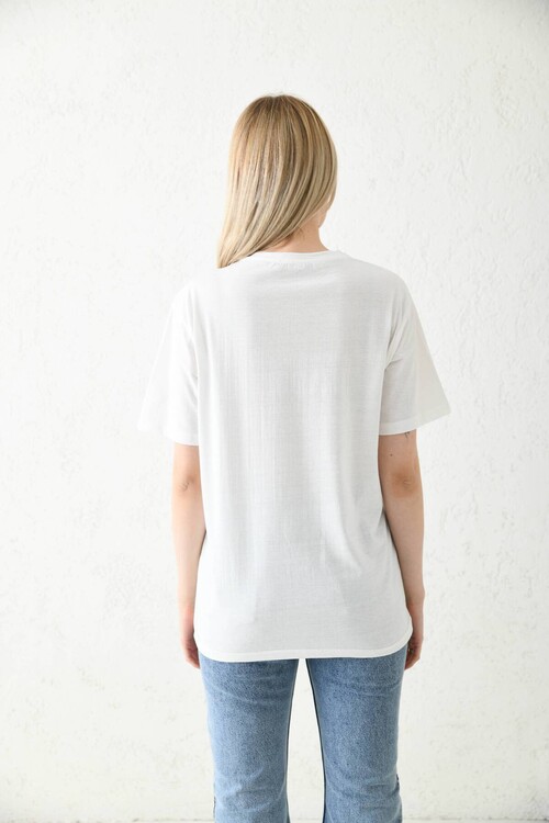 White Regular Fit Printed T-Shirt