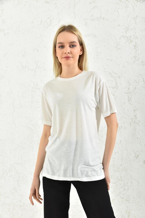 White Back Print Detailed T-Shirt