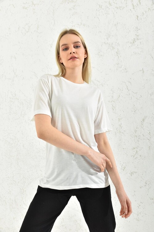White Back Print Detailed T-Shirt