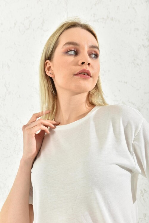 White Back Print Detailed T-Shirt