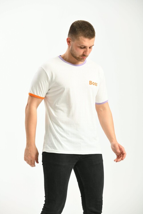 Regular Fit T-Shirt with White Collar and Sleeve End Detail
