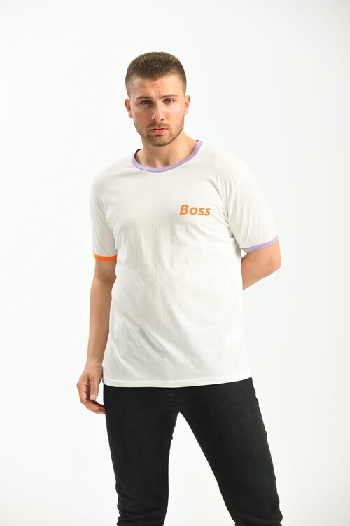 Regular Fit T-Shirt with White Collar and Sleeve End Detail