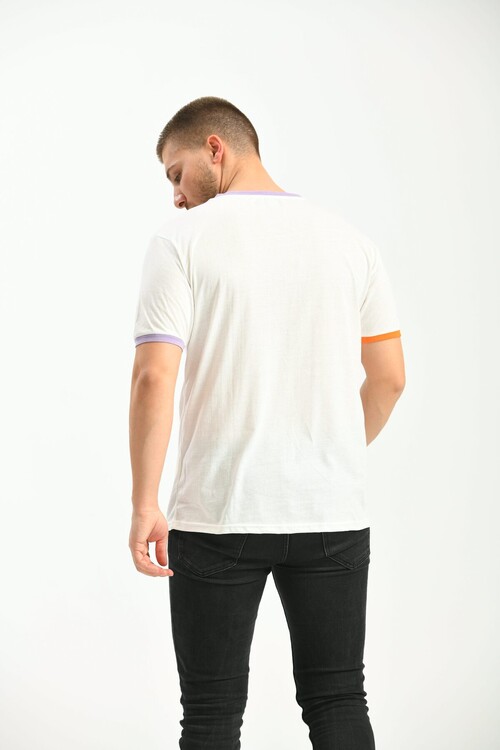 Regular Fit T-Shirt with White Collar and Sleeve End Detail