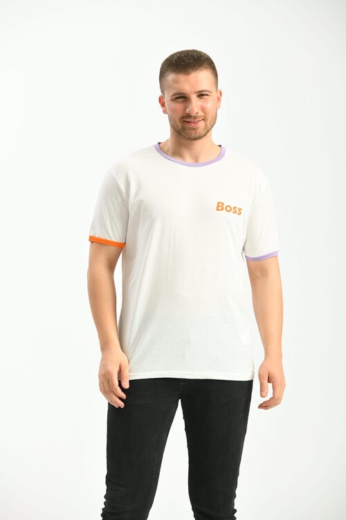 Regular Fit T-Shirt with White Collar and Sleeve End Detail