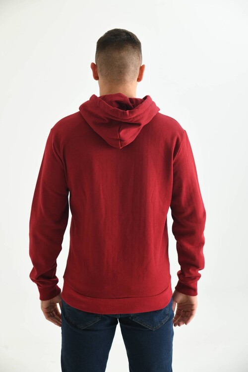 Claret Red Hoodie and Kangaroo Pocket Detailed Sweatshirt