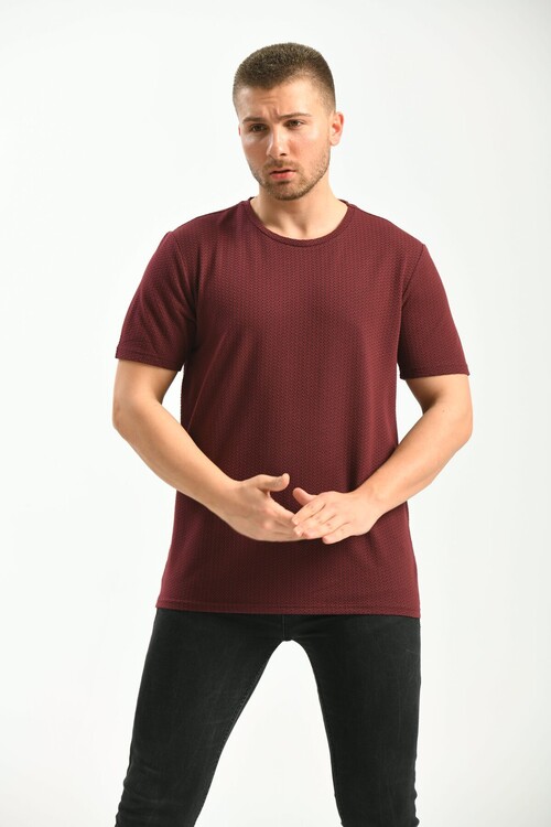Claret Red Regular Fit Crew Neck Short Sleeved T-Shirt