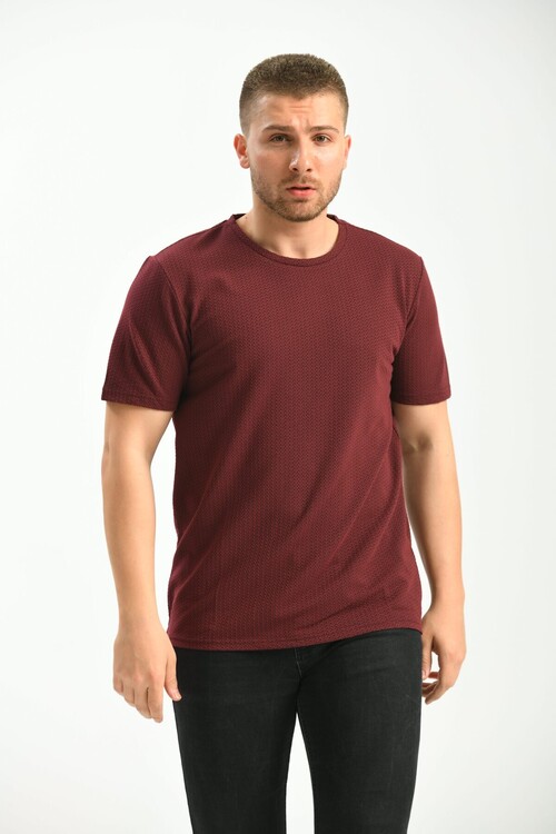 Claret Red Regular Fit Crew Neck Short Sleeved T-Shirt