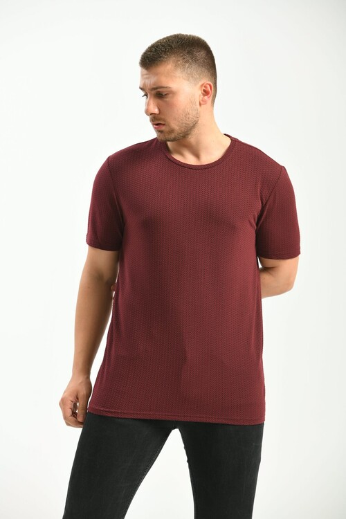 Claret Red Regular Fit Crew Neck Short Sleeved T-Shirt