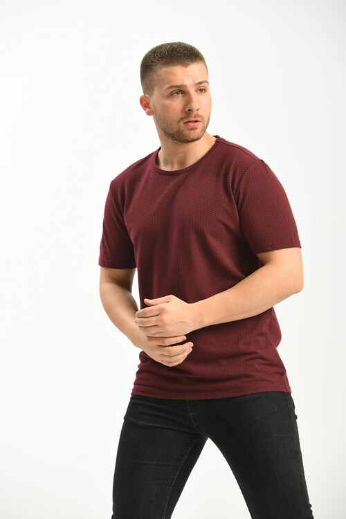 Claret Red Regular Fit Crew Neck Short Sleeved T-Shirt