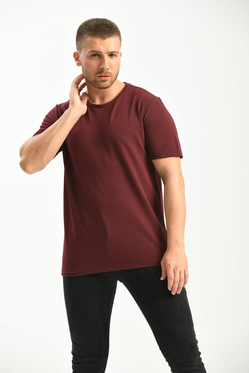 Claret Red Regular Fit Crew Neck Short Sleeved T-Shirt