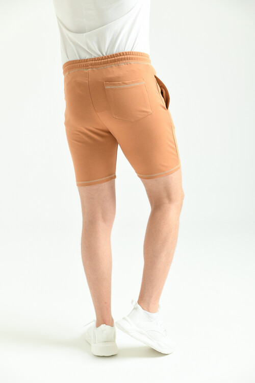 Camel Regular Fit Stitch Detail Pocket Shorts