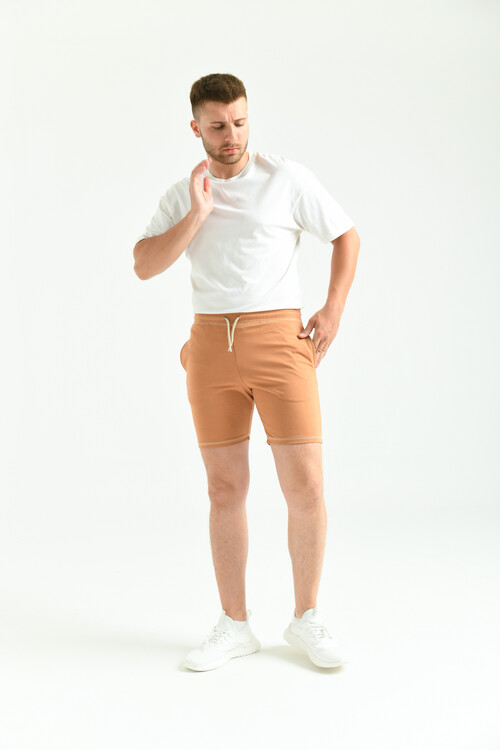 Camel Regular Fit Stitch Detail Pocket Shorts