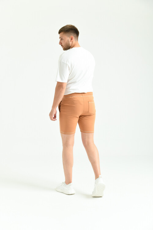 Camel Regular Fit Stitch Detail Pocket Shorts
