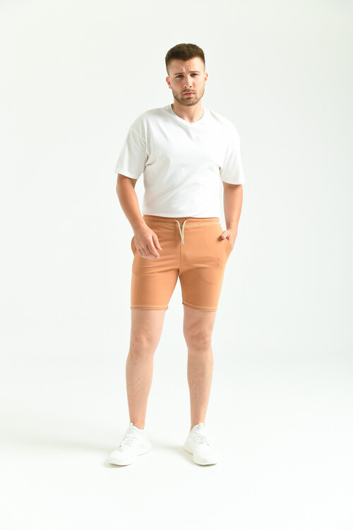 Camel Regular Fit Stitch Detail Pocket Shorts