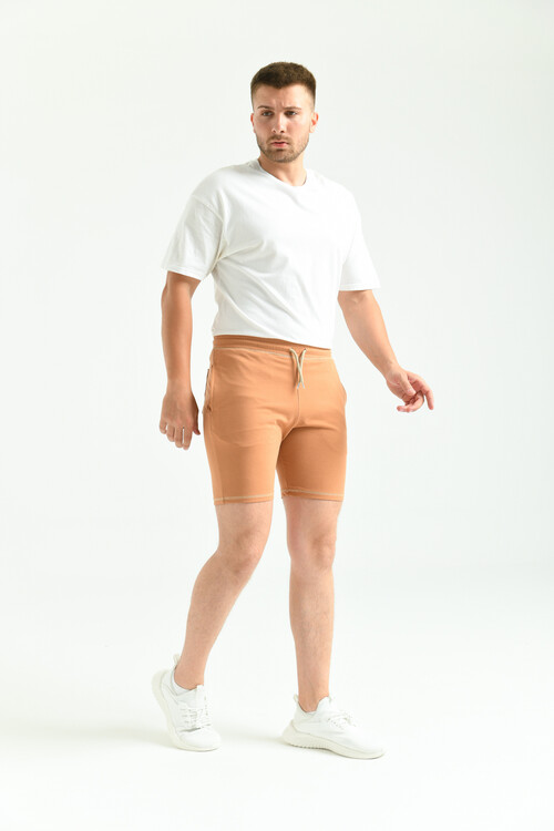 Camel Regular Fit Stitch Detail Pocket Shorts