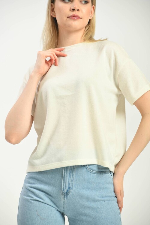Ecru Round Neck T-Shirt
