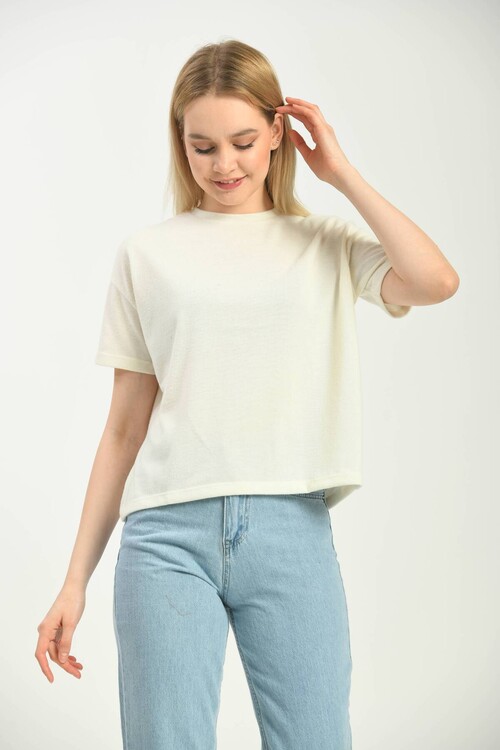 Ecru Round Neck T-Shirt
