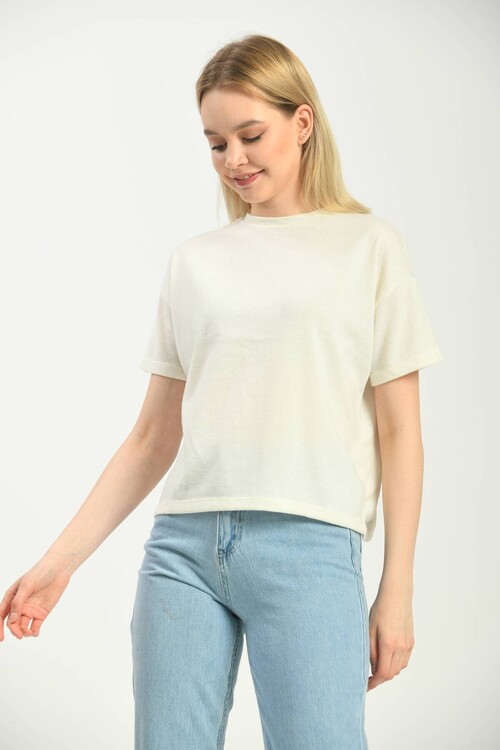 Ecru Round Neck T-Shirt