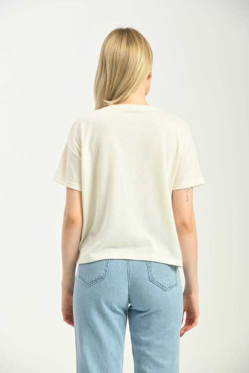 Ecru Round Neck T-Shirt