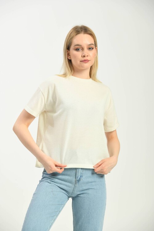 Ecru Round Neck T-Shirt