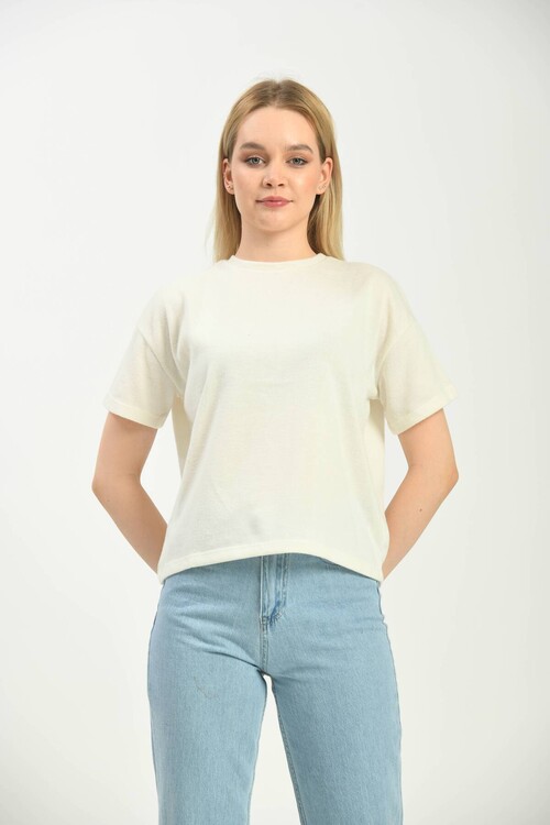 Ecru Round Neck T-Shirt