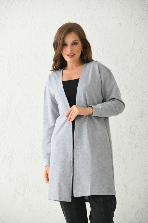 Gray Basic Knitted Cardigan