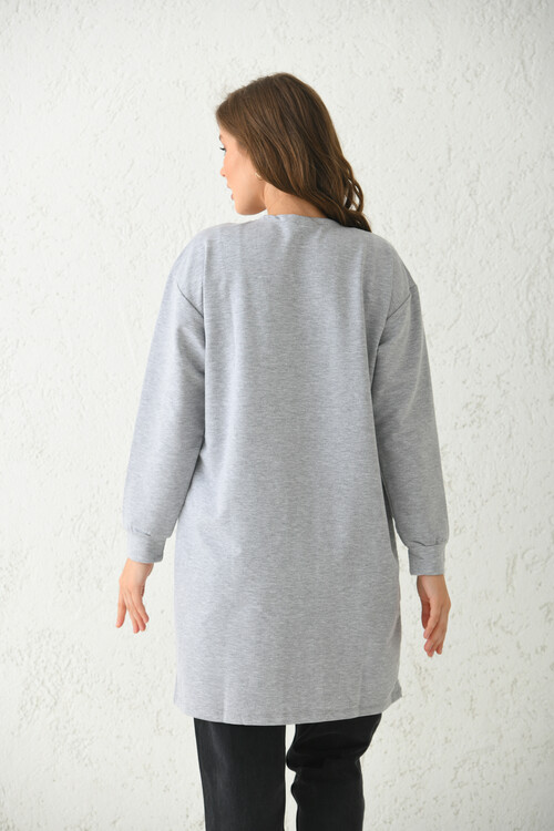 Gray Basic Knitted Cardigan