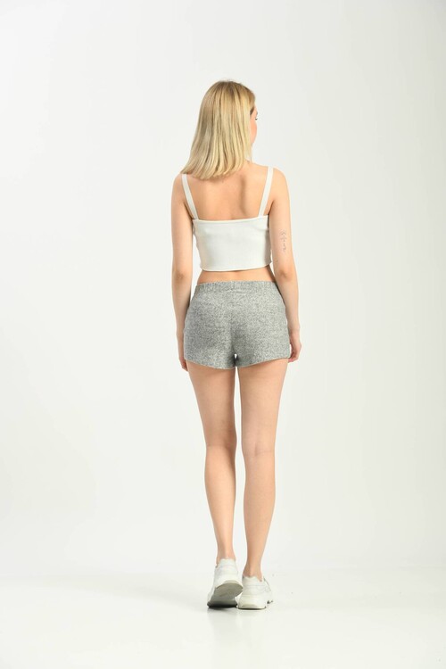  Gray Elastic Waist Shorts
