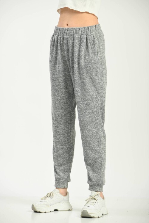 Gray Pocket Detailed Waist and Leg Elastic Sweatpants