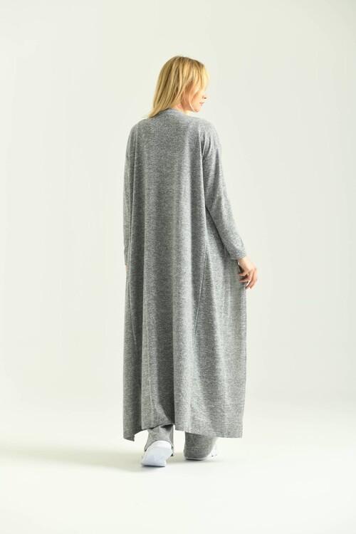 Gray Sweatpants & Cardigan & Bustier 3 Piece Set
